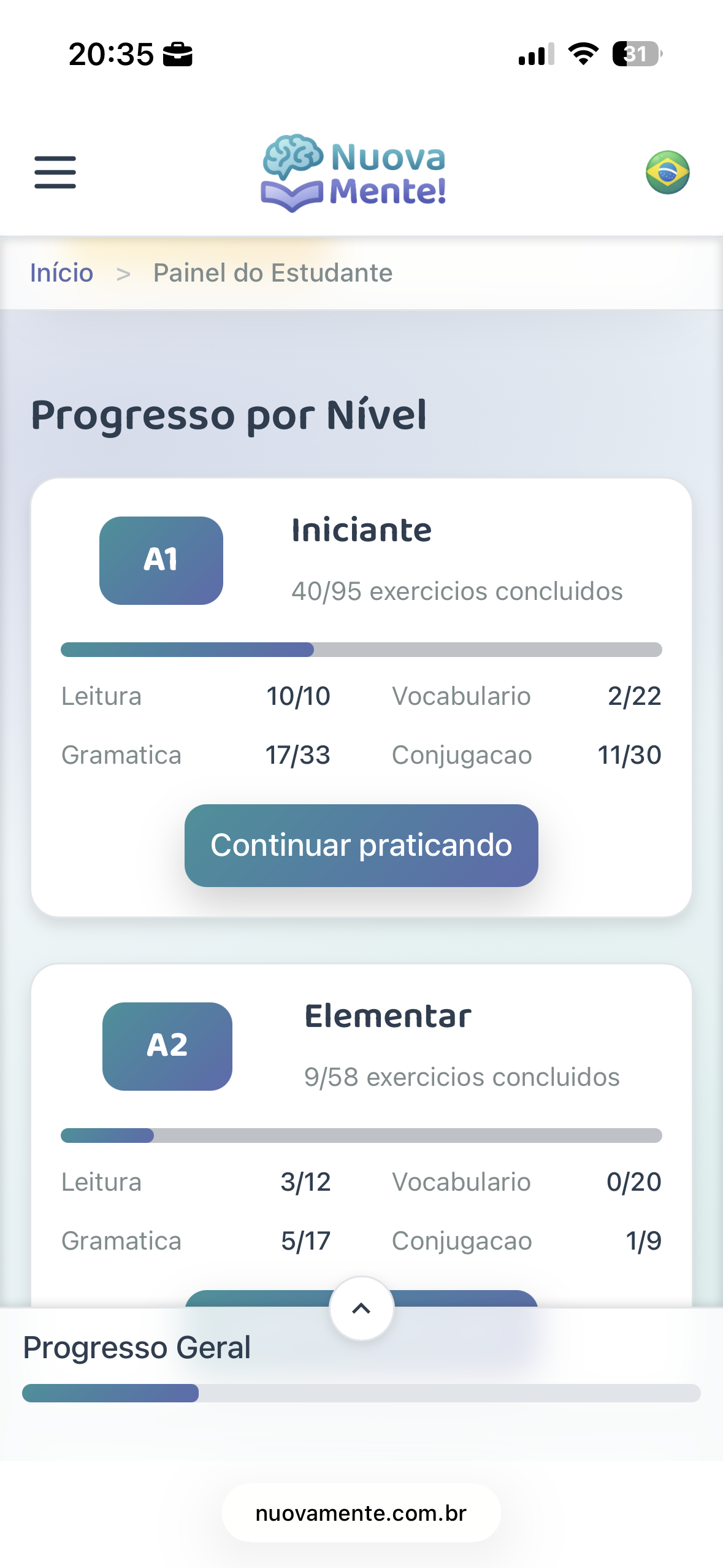 Immediate correction screen