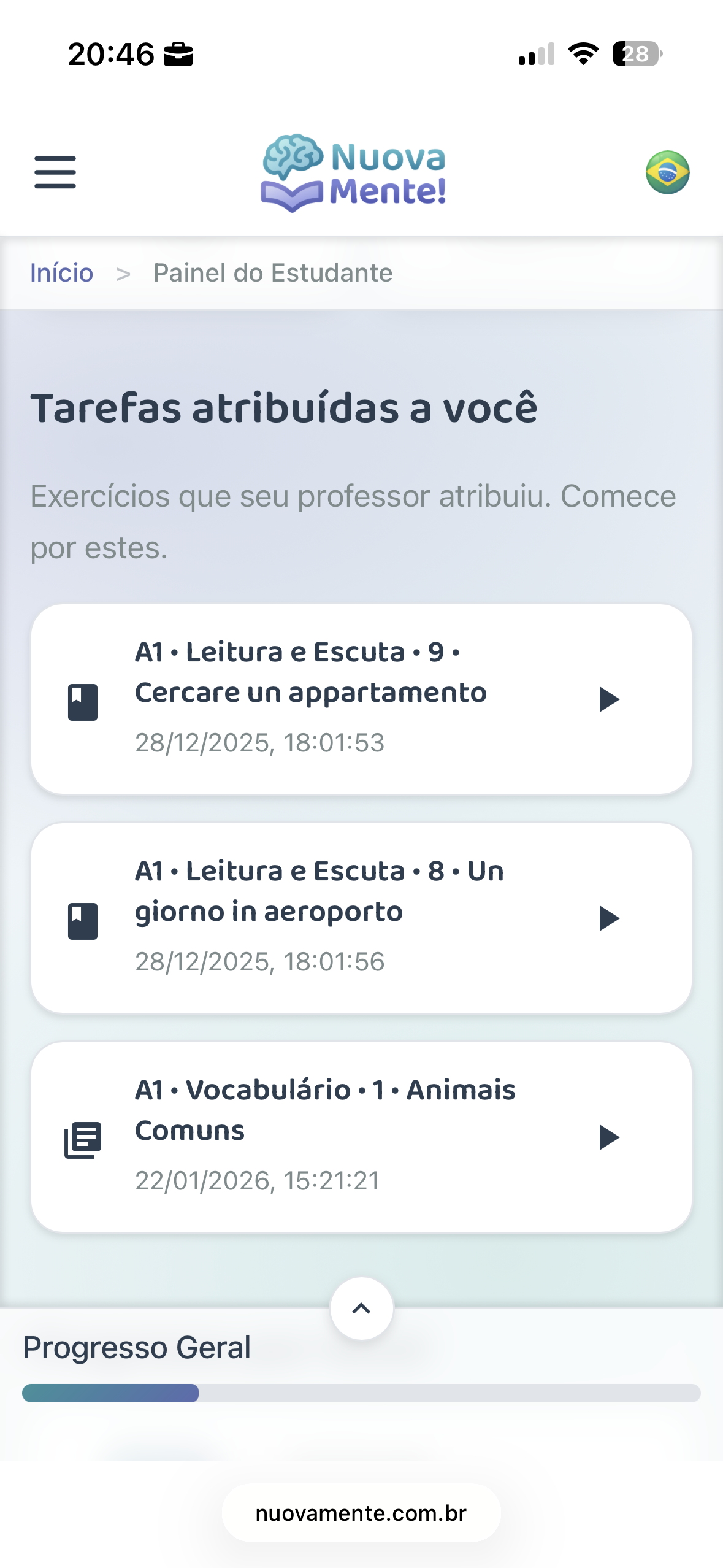 Immediate correction screen